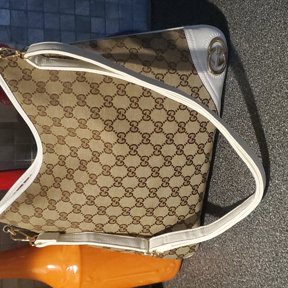 Gucci Monogram Bag White Trim Crossbody